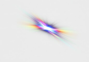 Abstract Burst of Light Digital Art Explosion, Colorful Rays and Lens Flare Effect.