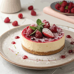 raspberry-cheesecake-in-beautiful-plate
