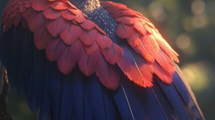 Fototapeta premium Vibrant Parrot Wings in Sunlight
