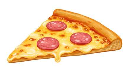 Isolated Slice of Pepperoni Pizza with Melting Cheese