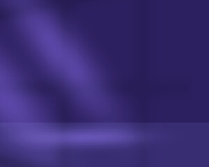 Studio empty backdrop background design vector with purple color. Purple color realistic backdrop indoor wall background design with window shadow overlay. Abstract empty room background. 