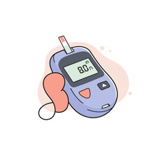 Blood Glucose Monitor Displaying Reading in Soft Color Palette  