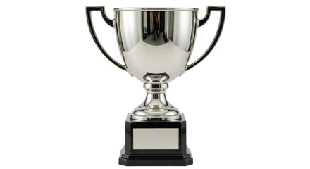 Isolated Silver Trophy Cup on Black Base
