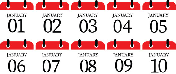 January calendar icon set. Calendar event reminder date.calendar date icon on white background.