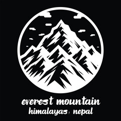 Circle Icon Everest Mountain. Vector illustration