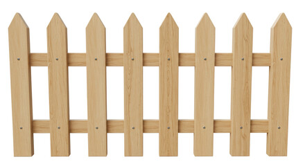 Isolated Light Wooden Fence Panel with Vertical Slats