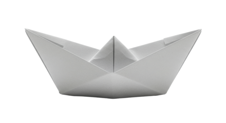 Isolated White Paper Boat Origami Style