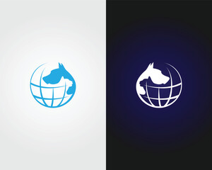 Global pets care logo minimalist design concept vector template.