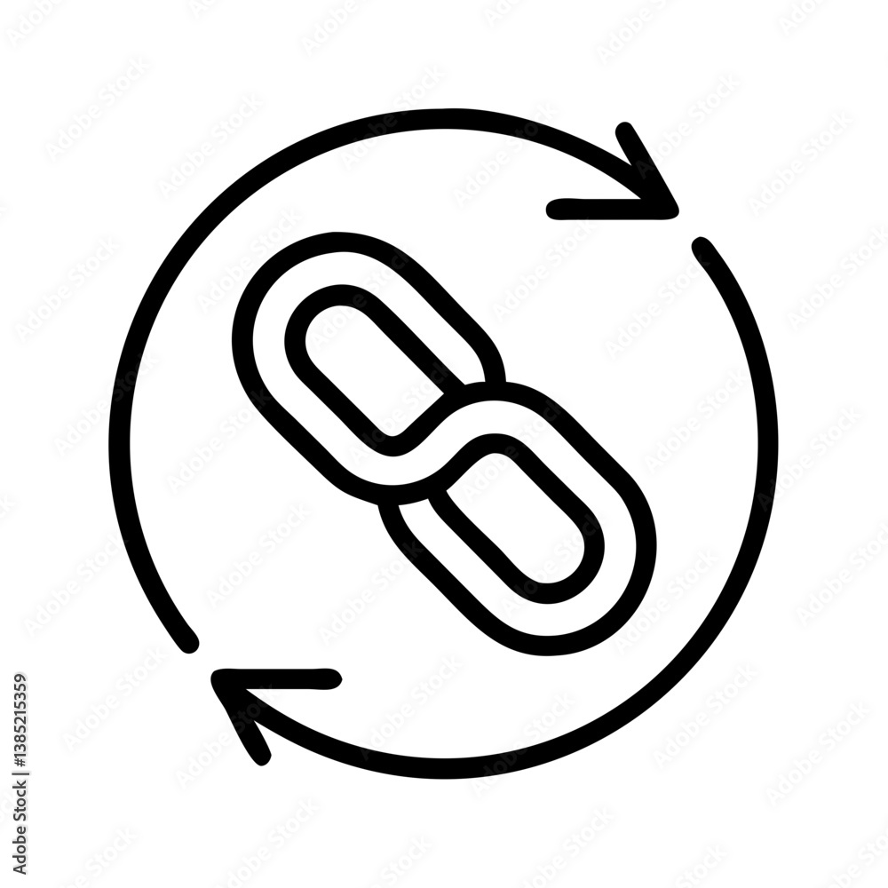 Poster link refresh icon vector illustration for website seo and web development with arrow circle outline 