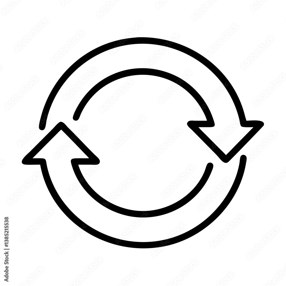 Poster recycle arrow icon vector, circular arrows symbol, refresh reload loop sign, rotation cycle characte