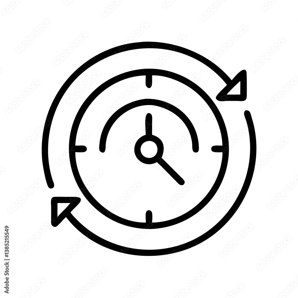 Aufkleber clock time management productivity workflow efficiency process automation icon vector design chars