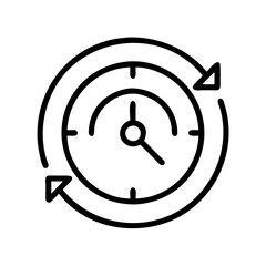 Clock time management productivity workflow efficiency process automation icon vector design  chars