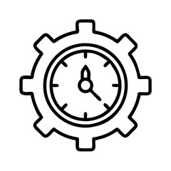 Clock gear icon vector illustration for time management and productivity concept and mechanical process design