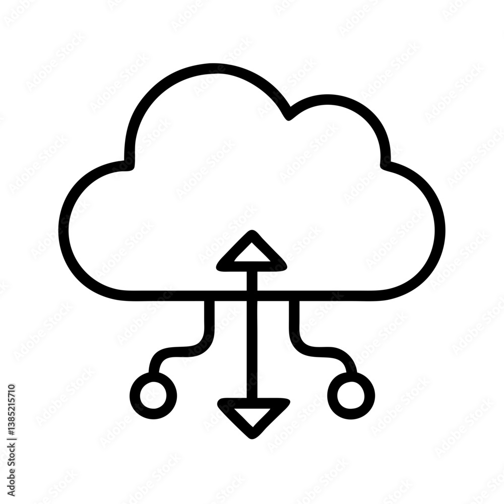 Poster cloud computing data transfer icon for network storage and backup solution symbol vector graphic des