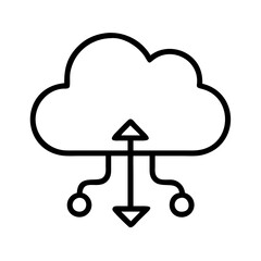 Cloud computing data transfer icon for network storage and backup solution symbol vector graphic design