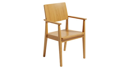 Isolated Wooden Chair with Armrests Modern Design