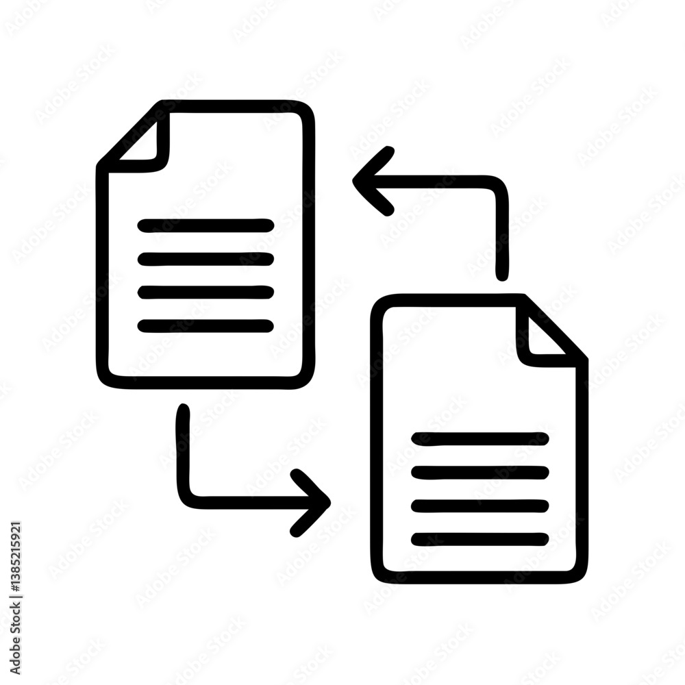 Poster document file transfer icon vector illustration for data migration and exchange process concept desi