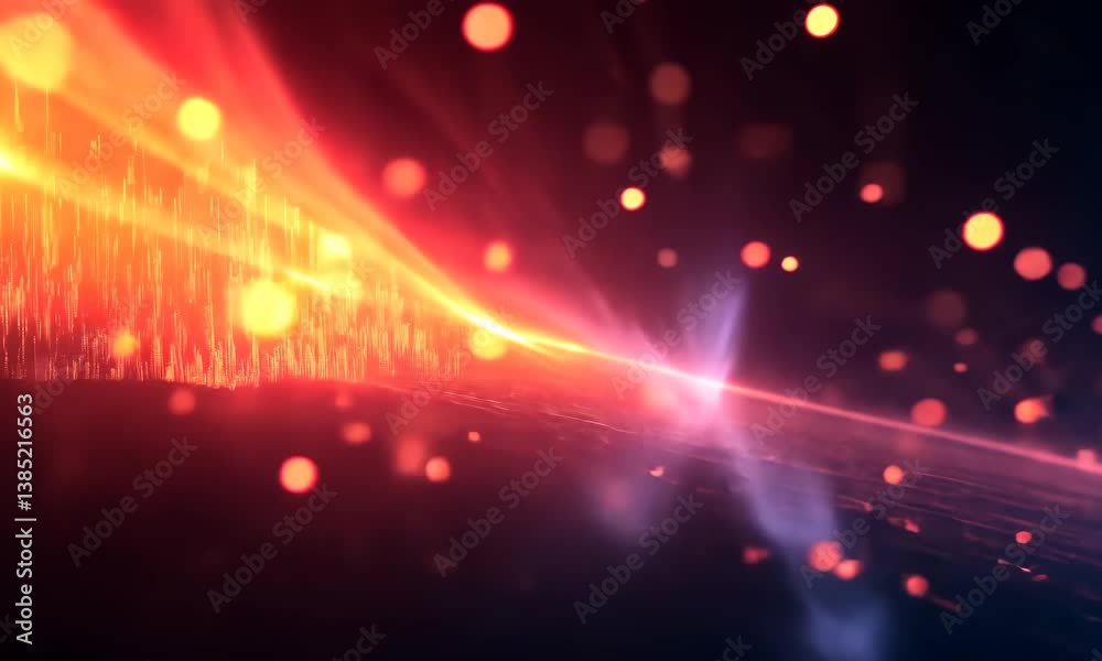 Poster dynamic abstract background with glowing particle and energy waves motion design