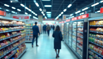 abstract blur shelf in minimart and supermarket