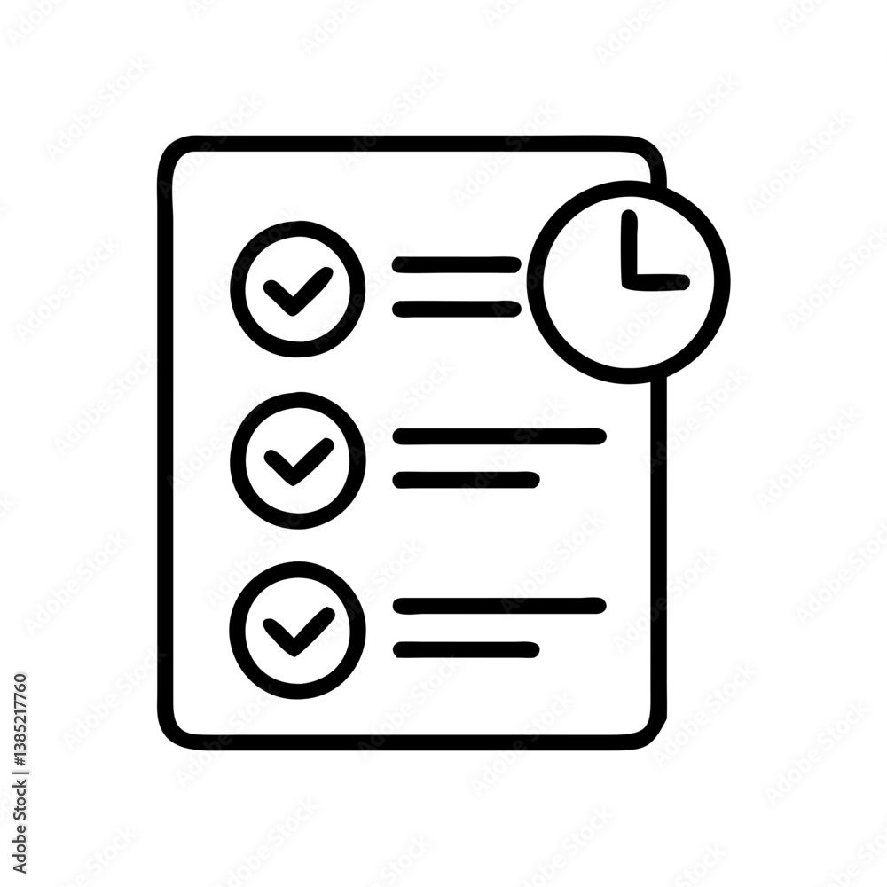 Poster checklist task management with clock icon for time management and productivity in vector format desi