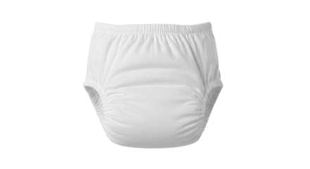 Isolated White Reusable Baby Diaper with Adjustable Snaps