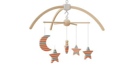 Isolated Baby Crib Mobile with Stars and Moon