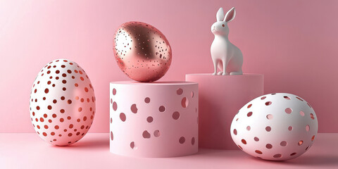 A stylish Easter setup with holographic eggs and refined aesthetics. The combination of tradition and modern luxury makes it perfect for branding, promotional materials, and web design.