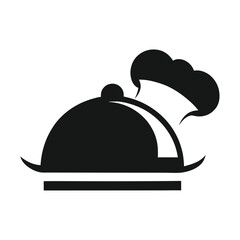 Fototapeta premium Chef hat icon vector illustration on black background for restaurant menu design