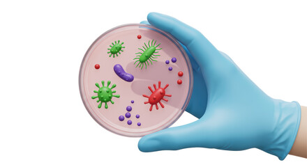Isolated Hand Holding Petri Dish with Bacteria