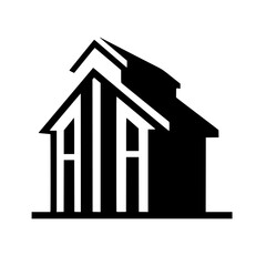 Modern Minimalist House Logo in Black and White