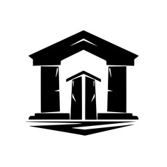 Abstract Courthouse Icon in Minimalist Silhouette Style