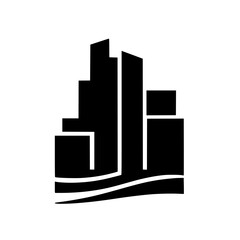 Fototapeta premium Modern Minimalist Cityscape Logo with Water Element