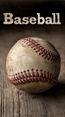 A baseball is shown on a wooden surface