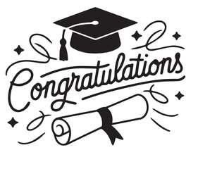 Graduation Day Celebration: Depicting the essence of educational achievement with calligraphy, cap, and scroll, capturing the essence of the memorable moment of graduation