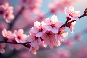 Delicate pink sakura blossoms, intricate branch pattern, japan, background