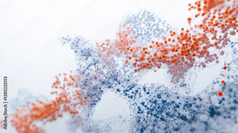 Poster dynamic molecular structure visualization digital art space abstract graphics modern aesthetic close