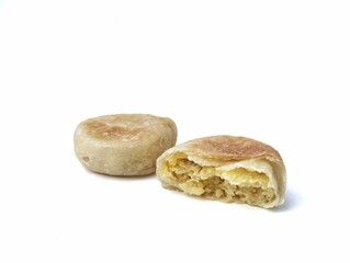 Bakpia cake or Indonesian typical traditional food isolated on white background 