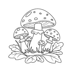 cartoon mushroom with green leaves