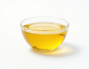 A bowl of olive oil isolated on white background