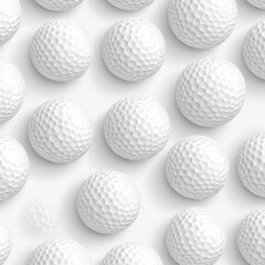 Classic White Golf Balls Arranged in a Seamless Pattern on Surface