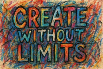 Obraz premium Colorful chalk art with inspirational message: create without limits