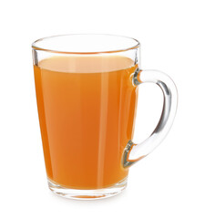 Aromatic turmeric tea in glass cup isolated on white