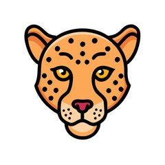 Cartoon cheetah face illustration vector drawing of a wild animal with spots and yellow eyes design art