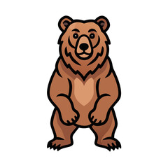 Cartoon brown bear vector illustration standing up cute animal wildlife mammal character design graphic isolated art