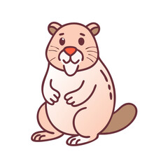 Cute cartoon beaver vector illustration for kids animal graphics and wildlife design projects isolated on white