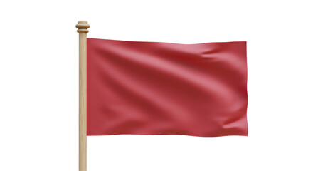 Fototapeta premium Isolated Waving Red Flag on Wooden Pole for Signaling