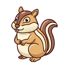 Cute cartoon chipmunk vector illustration for kids coloring page and animal nature education design, art
