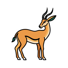 Illustration of a beautiful gazelle antelope with long horns standing wildlife animal drawing vector image