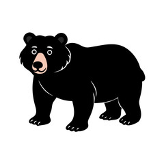 Black bear vector illustration, wildlife animal clip art, forest mammal drawing, bear graphic design element