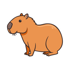 Cute capybara cartoon vector illustration download for kids educational resources and animal designs use, free